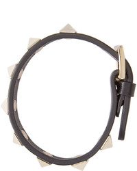 Черный кожаный браслет от Valentino