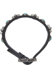 Мужской черный кожаный браслет от Valentino