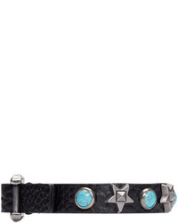 Мужской черный кожаный браслет от Valentino