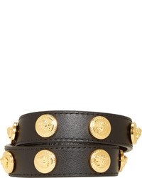 Черный кожаный браслет от Versace