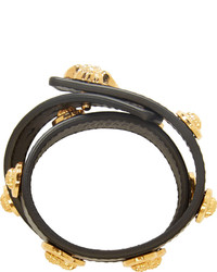 Черный кожаный браслет от Versace