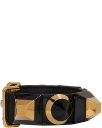 Черный кожаный браслет от Fendi