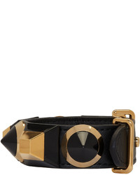 Черный кожаный браслет от Fendi