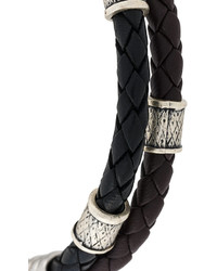 Мужской черный кожаный браслет от Eleventy