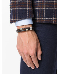 Мужской черный кожаный браслет от Eleventy