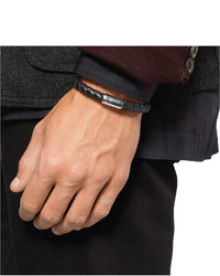 Мужской черный кожаный браслет от Bottega Veneta