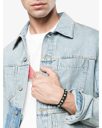 Мужской черный кожаный браслет от Valentino Garavani