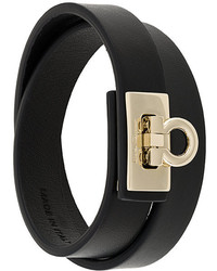 Черный кожаный браслет от Salvatore Ferragamo