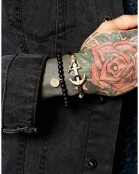 Мужской черный кожаный браслет от Icon Brand