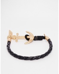 Мужской черный кожаный браслет от Icon Brand