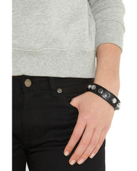 Черный кожаный браслет от Saint Laurent