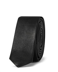 Мужской черный кожаный галстук от Saint Laurent