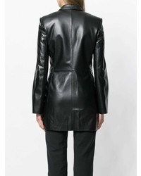 Женский черный кожаный двубортный пиджак от Helmut Lang