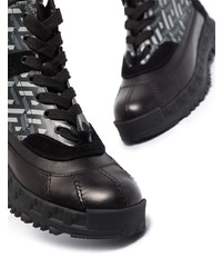 Мужской черный кожаный зимние ботинки от Versace