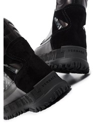 Мужской черный кожаный зимние ботинки от Versace