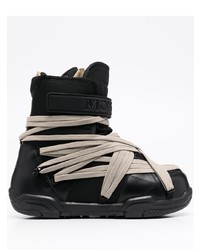 Мужской черный кожаный зимние ботинки от Moncler + Rick Owens