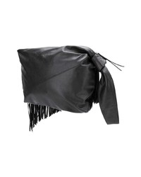 Черный кожаный клатч c бахромой от Isabel Marant