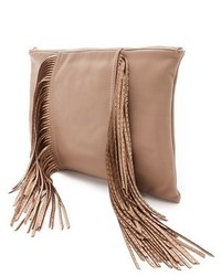 Черный кожаный клатч c бахромой от Deux Lux