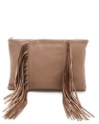 Черный кожаный клатч c бахромой от Deux Lux