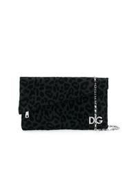 Черный кожаный клатч с леопардовым принтом от Dolce & Gabbana