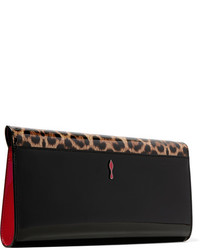 Черный кожаный клатч с леопардовым принтом от Christian Louboutin
