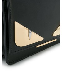 Черный кожаный клатч с принтом от Fendi