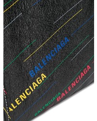 Черный кожаный клатч с принтом от Balenciaga