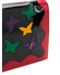 Черный кожаный клатч с принтом от Saint Laurent