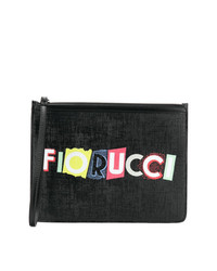 Черный кожаный клатч с принтом от Fiorucci
