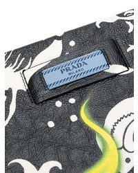 Черный кожаный клатч с принтом от Prada