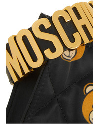 Черный кожаный клатч с принтом от Moschino