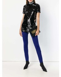 Черный кожаный клатч с принтом от Versus