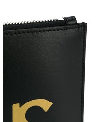 Черный кожаный клатч с принтом от Versus