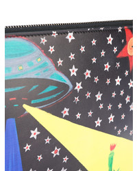 Черный кожаный клатч с принтом от Christopher Kane