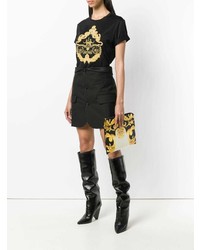 Черный кожаный клатч с принтом от Versace