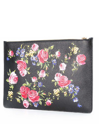 Черный кожаный клатч с принтом от Dolce & Gabbana