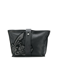 Черный кожаный клатч с принтом от Vivienne Westwood Anglomania