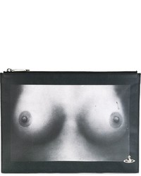 Черный кожаный клатч с принтом от Vivienne Westwood