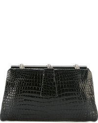 Черный кожаный клатч с украшением от Christian Dior