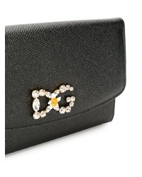Черный кожаный клатч с украшением от Dolce & Gabbana