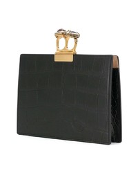 Черный кожаный клатч с украшением от Alexander McQueen