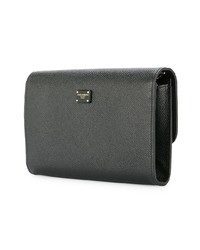 Черный кожаный клатч с украшением от Dolce & Gabbana