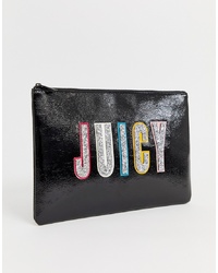 Черный кожаный клатч с украшением от Juicy Couture