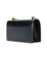 Черный кожаный клатч с украшением от Alexander McQueen