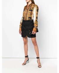 Черный кожаный клатч с украшением от Versace