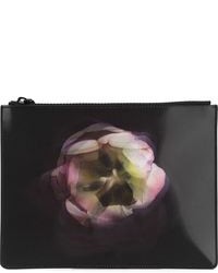 Черный кожаный клатч с цветочным принтом от Christopher Kane
