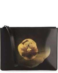 Черный кожаный клатч с цветочным принтом от Christopher Kane