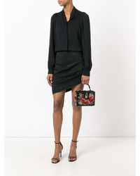 Черный кожаный клатч с цветочным принтом от Dolce & Gabbana