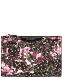Черный кожаный клатч с цветочным принтом от Givenchy