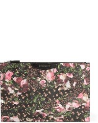 Черный кожаный клатч с цветочным принтом от Givenchy